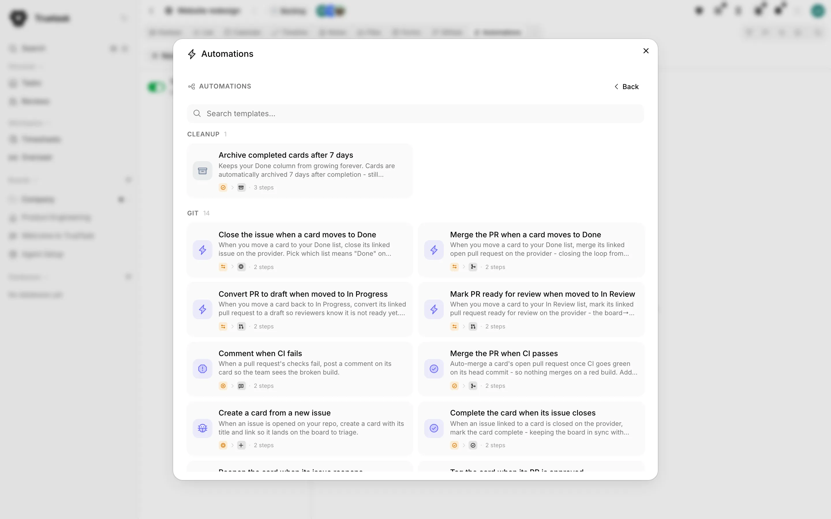 Truetask automation templates gallery